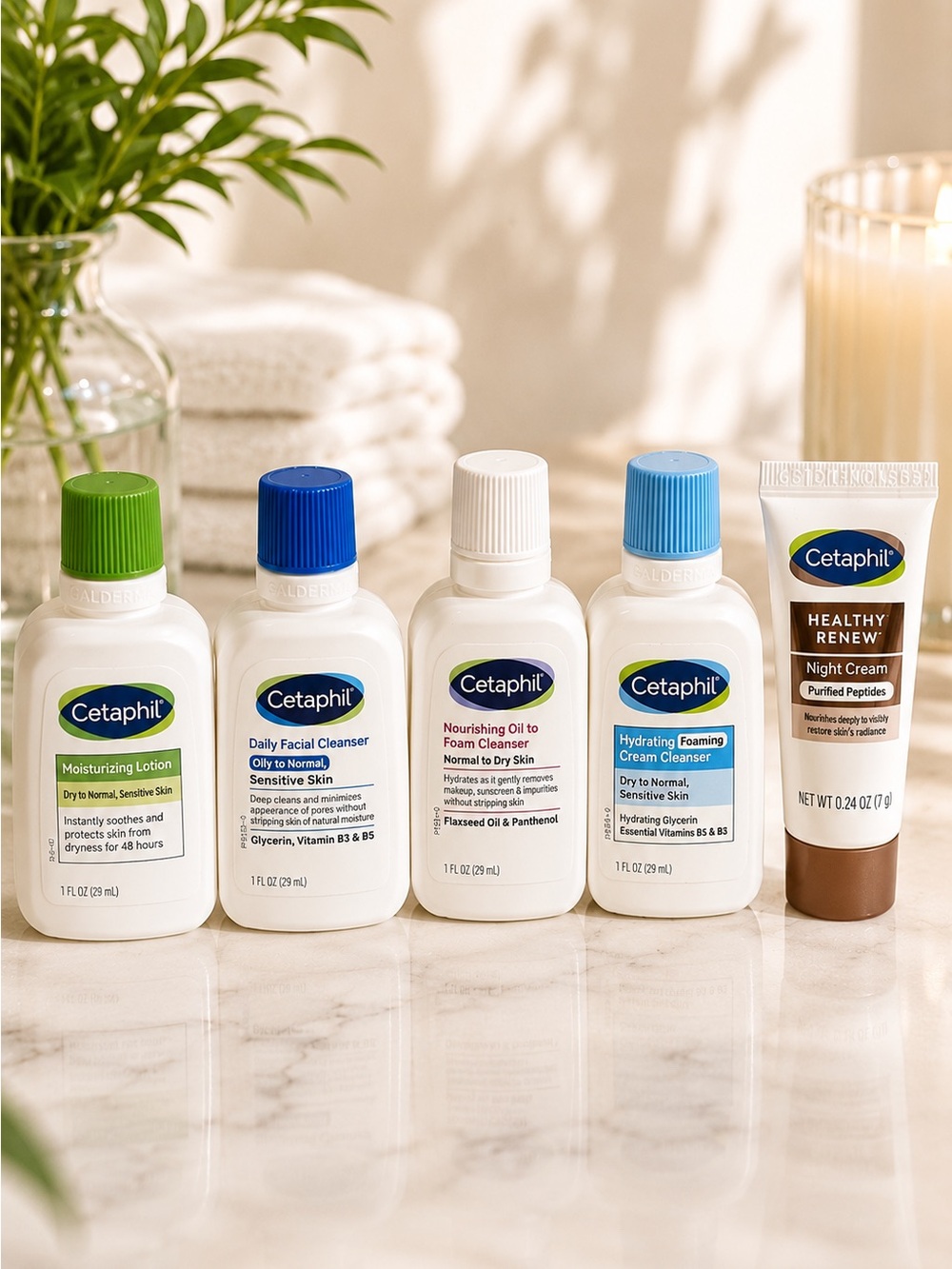 Cetaphil Travel Skincare Bundle | 5-Piece TSA-Friendly Set | New